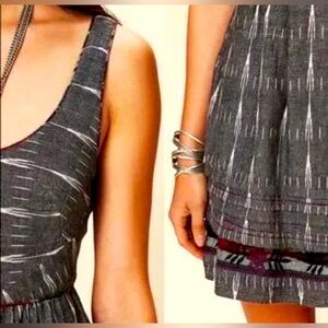 Free People Gray and White Patterned Dress